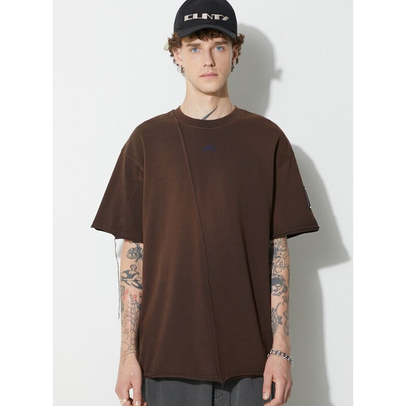 Bavlněné tričko A-COLD-WALL* SHIRAGA hnědá barva, ACWMTS158B