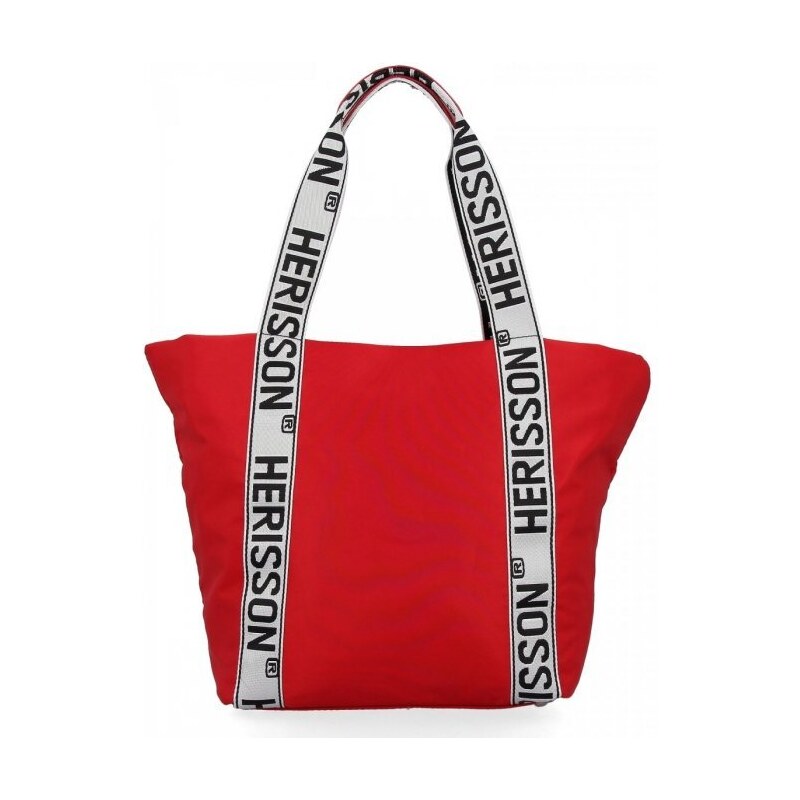 Herisson Velká dámská nylonová shopper kabelka přes rameno červená