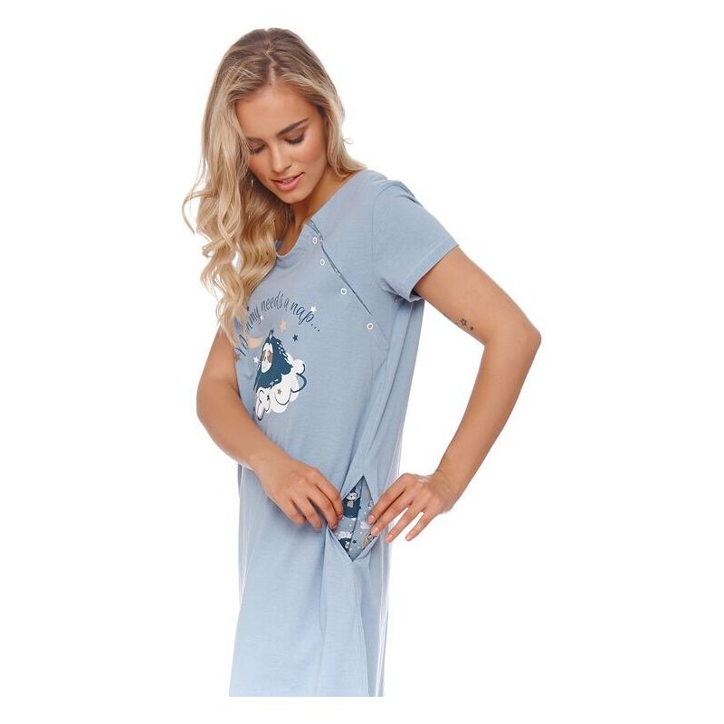 DN Nightwear Mateřská noční košilka Lenochod modrá