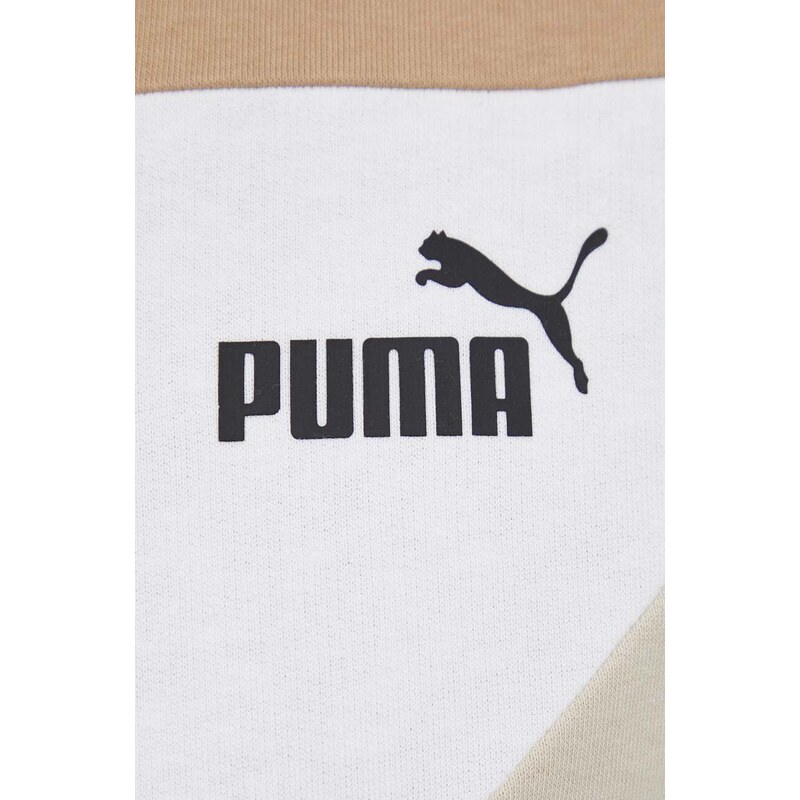 Mikina Puma POWER pánská, béžová barva, s kapucí, vzorovaná, 678931