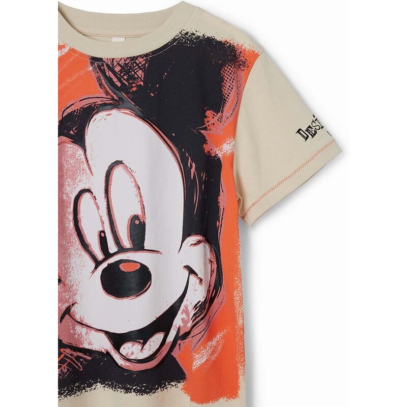 Dětské bavlněné tričko Desigual x Mickey bílá barva, s potiskem
