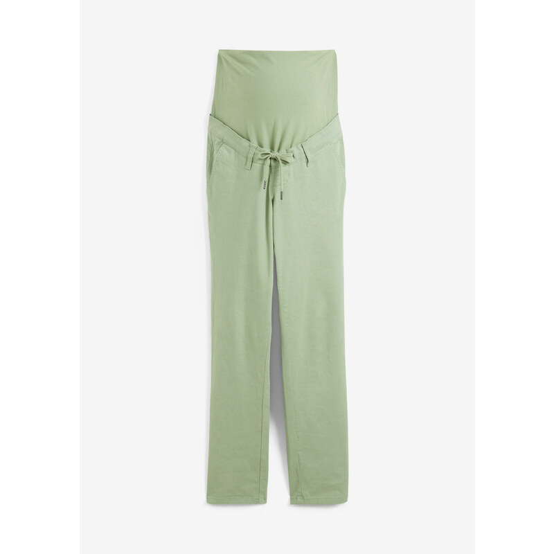 bonprix Těhotenské kalhoty Chino z organické bavlny Zelená