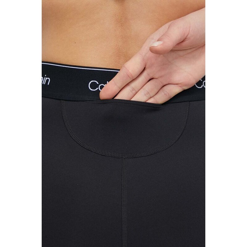 Tréninkové šortky Calvin Klein Performance černá barva, s potiskem, high waist