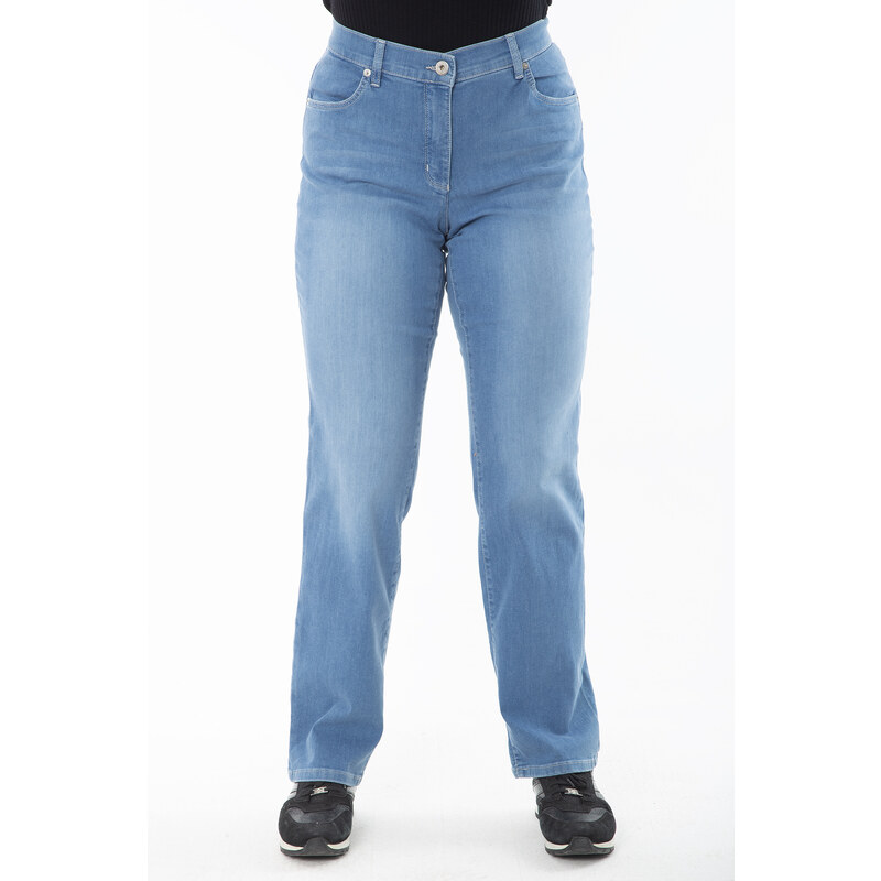 Şans Women's Plus Size Blue Lycra 5 Pocket Washing Effect Jeans