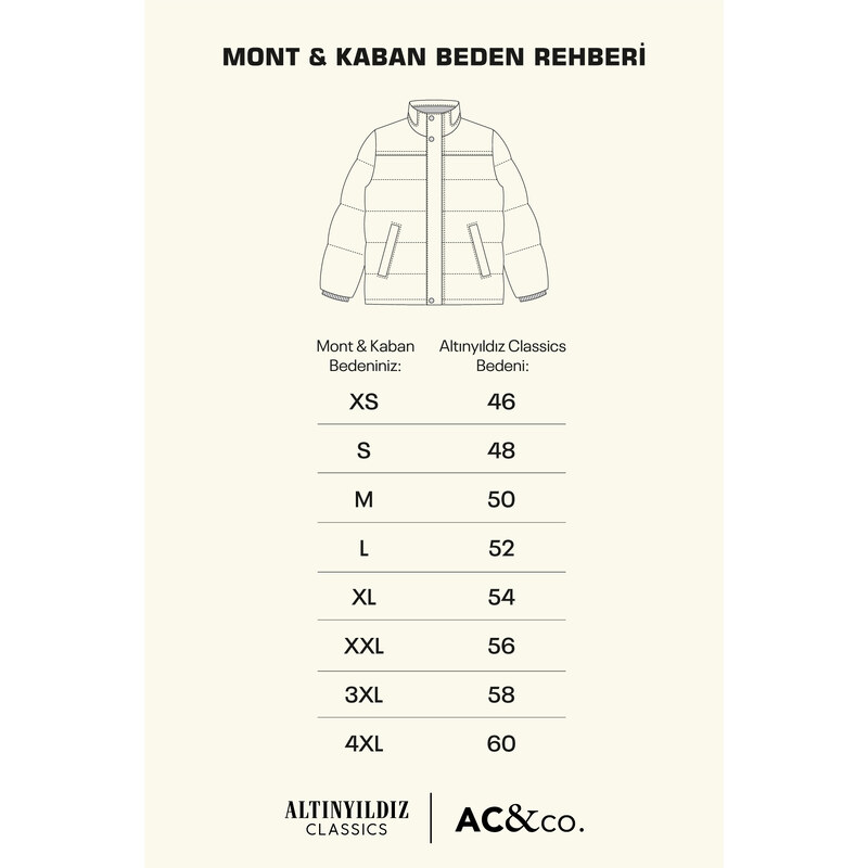 AC&Co / Altınyıldız Classics Men's Mink Hooded Stand Collar Standard Fit Warm Windproof Coat