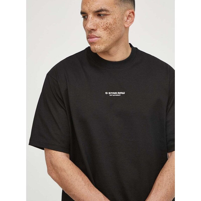 Bavlněné tričko G-Star Raw černá barva, s aplikací