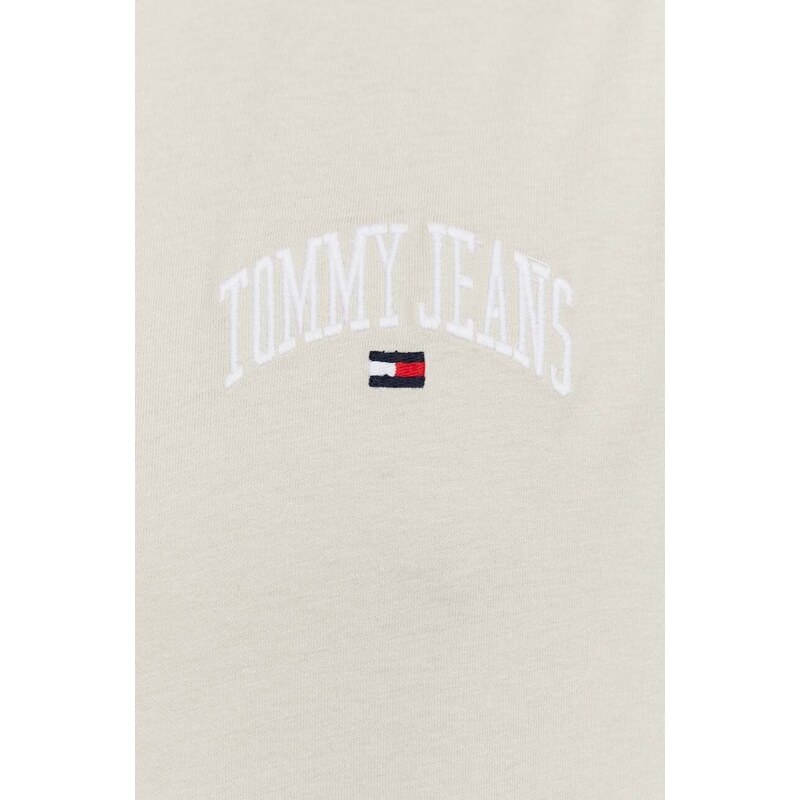 Bavlněné tričko Tommy Jeans béžová barva
