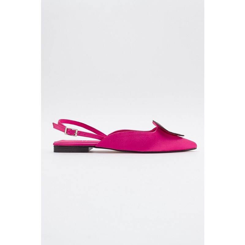 LuviShoes GEVEL Women's Fuchsia Satin Flats.