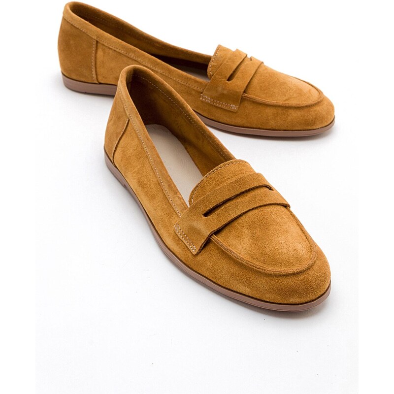 LuviShoes F02 Dámské hořčicové semišové baleríny 98967441