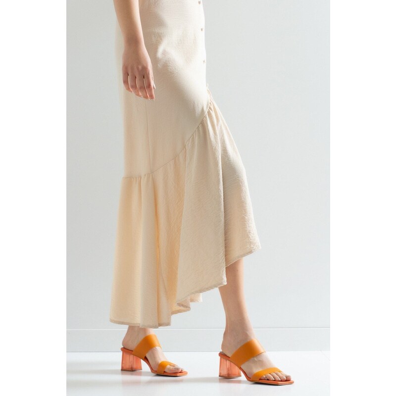 LuviShoes Women's Orange Skin Heels Sheer Slippers