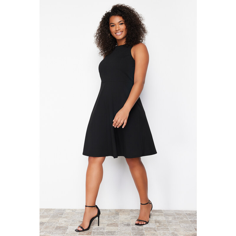 Trendyol Curve Black Stitch Detail Mini Knitted Dress