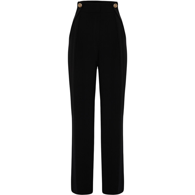 Trendyol Black Wide Leg Buttoned Woven Trousers