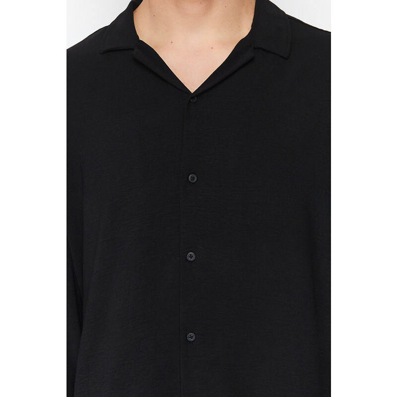 Trendyol Black Oversize Fit Apache Collar Shirt