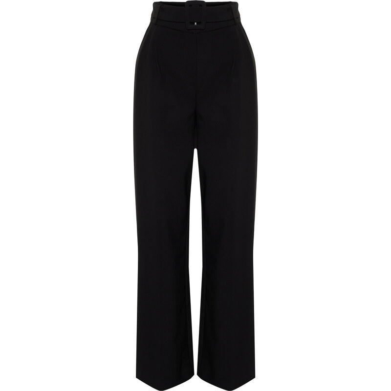 Trendyol Black Belted Wide Leg Woven Trousers