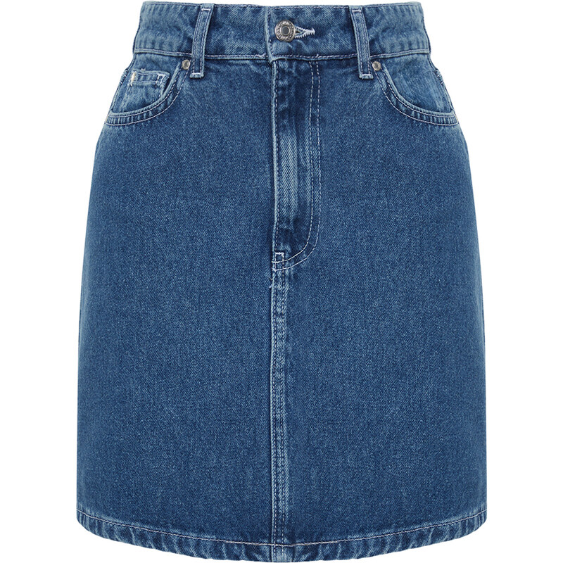 Trendyol Blue High Waist Mini Denim Skirt