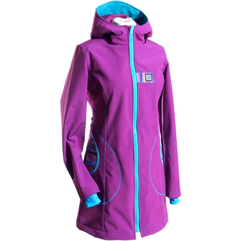 BajaDesign softshellový kabát P, fialový, pestré pruhy