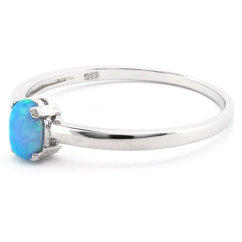 Rafity Stříbrný prsten s modrým opálem