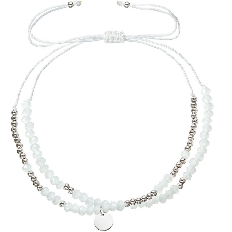 Textilní náramek bílé korálky 13038.1 white