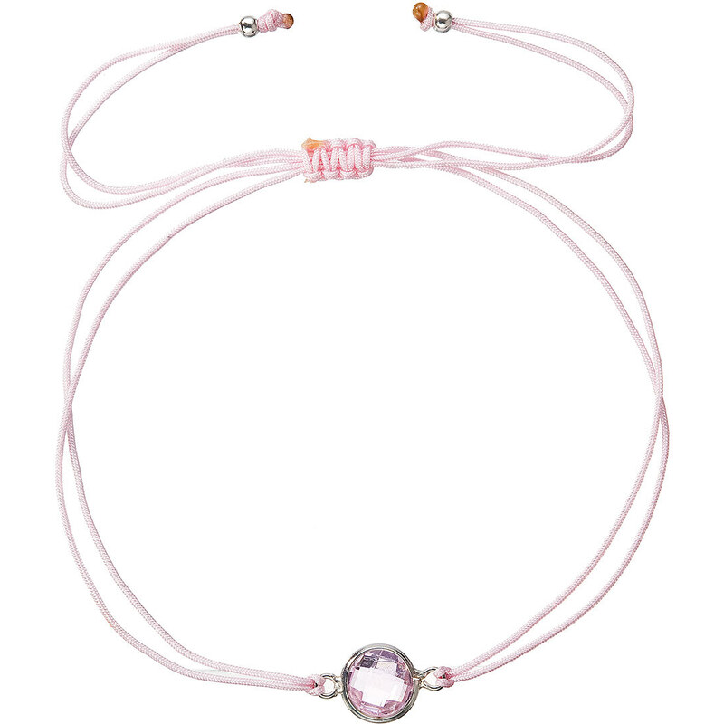 Textilní náramek růžový s krystalem 13041.3 pink