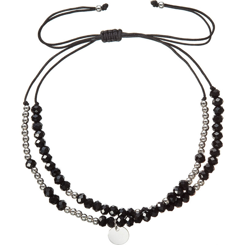 Textilní náramek černé korálky 13038.3 black 90088384