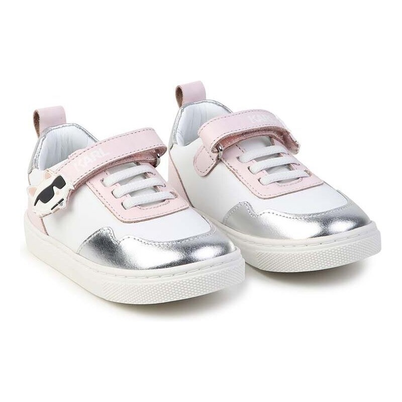 Dětské kožené sneakers boty Karl Lagerfeld šedá barva