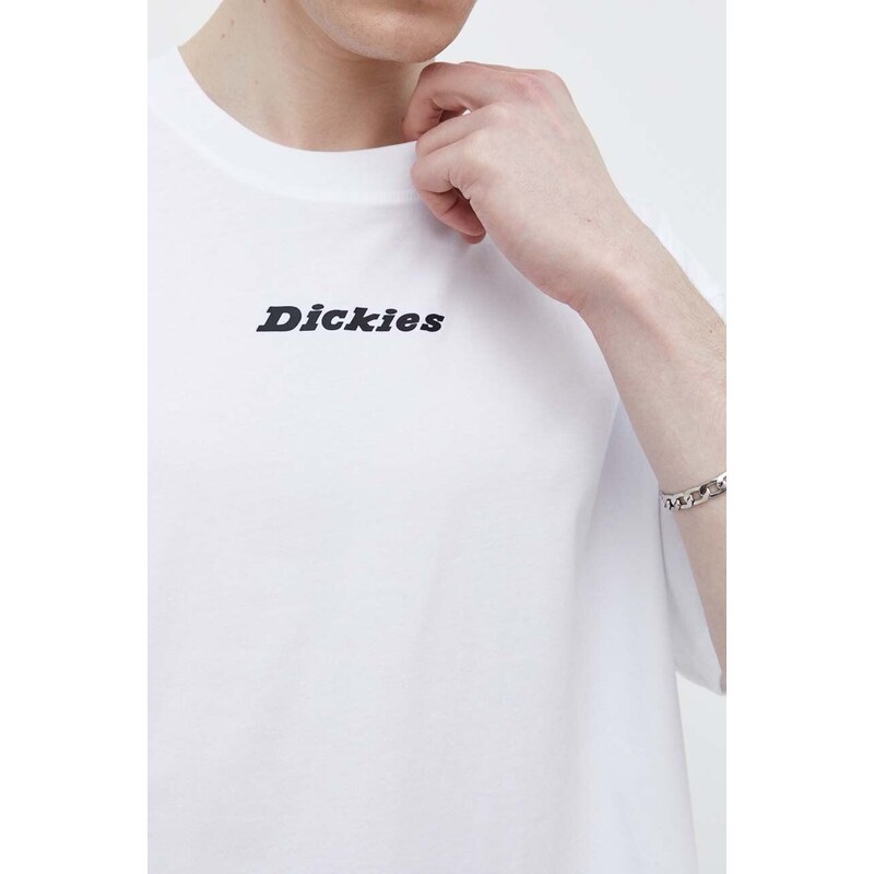 Bavlněné tričko Dickies ENTERPRISE TEE SS bílá barva, s potiskem, DK0A4YRN