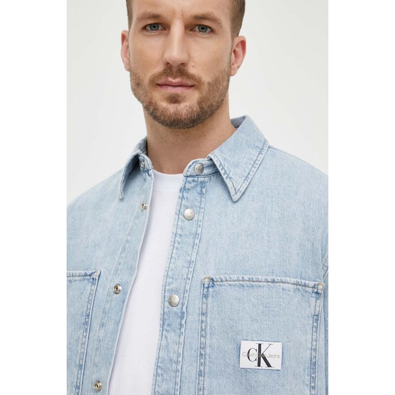 Džínová košile Calvin Klein Jeans pánská, regular, s klasickým límcem