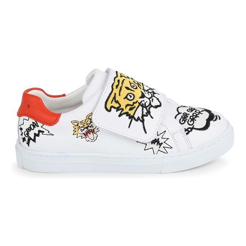 Dětské kožené sneakers boty Kenzo Kids bílá barva