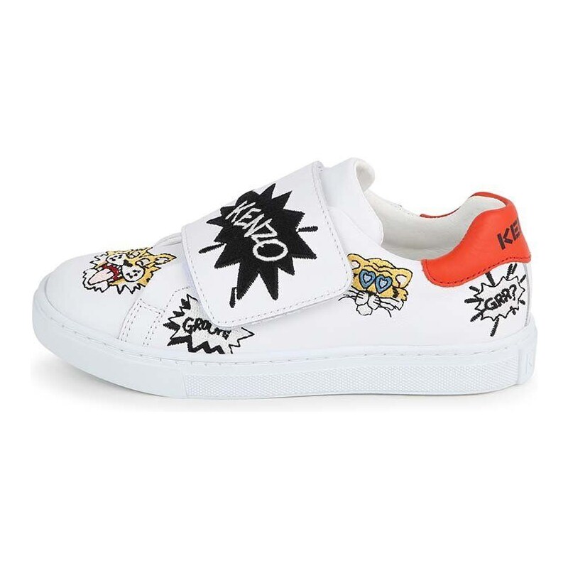 Dětské kožené sneakers boty Kenzo Kids bílá barva