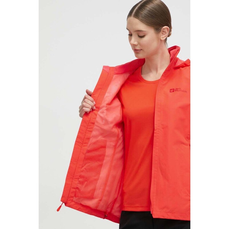 Outdoorová bunda Jack Wolfskin Stormy Point 2L JKT červená barva, 1111202