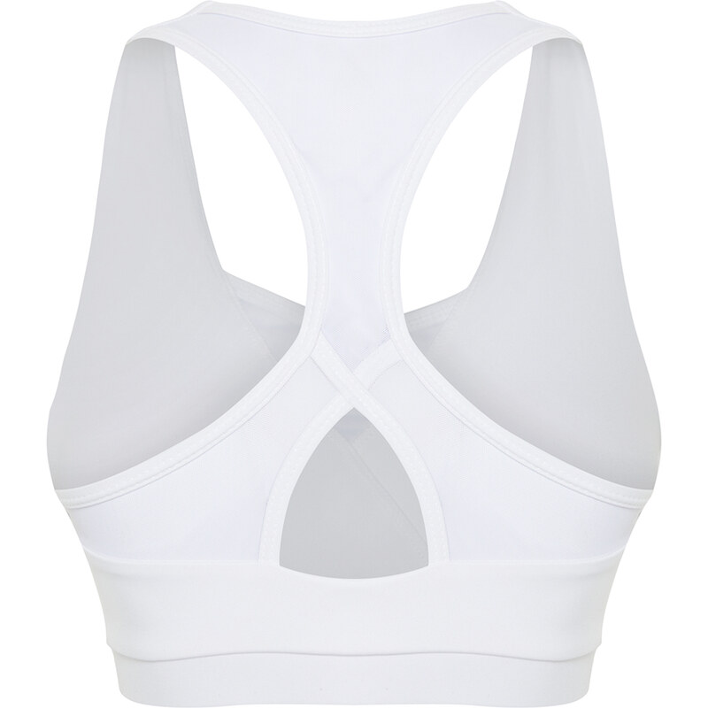 Trendyol White Backing/Shaping Tulle Detail Halter Neck Knitted Sports Bra