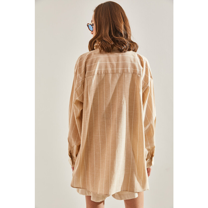 Bianco Lucci Women's Striped Oversized Shirt