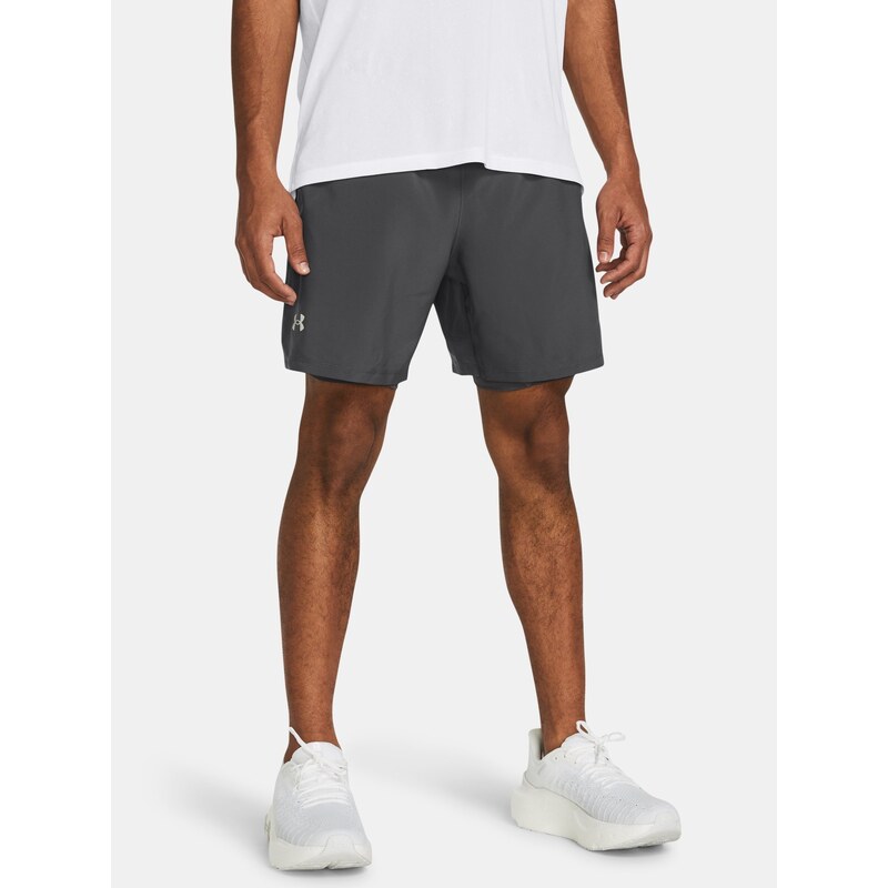 Under Armour Kraťasy UA LAUNCH 7'' 2-IN-1 SHORTS-GRY - Pánské