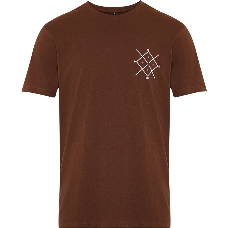Trendyol Brown Regular/Regular Fit Logo Printed 100% Cotton Short Sleeve T-Shirt