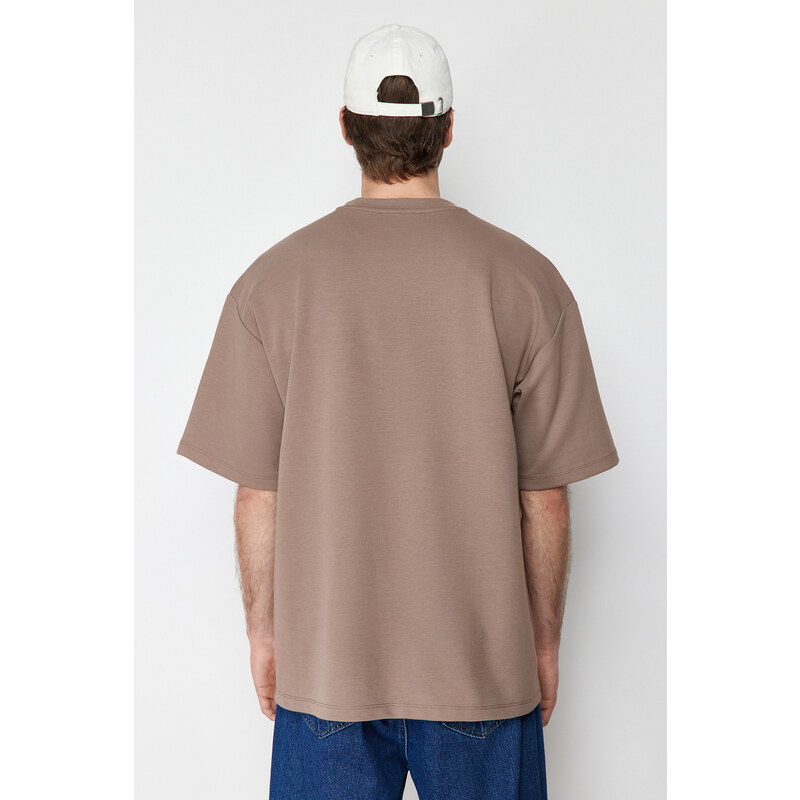 Trendyol Limited Edition Mink Oversize Snake Embroidery Thick Premium T-Shirt