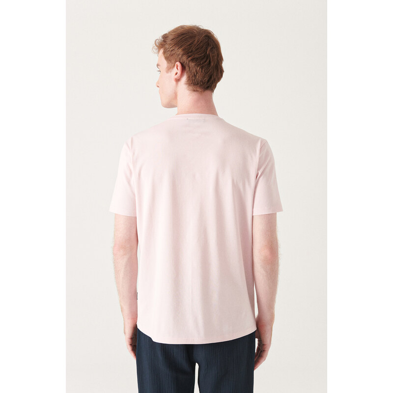 Avva Men's Light Pink Graphic Printed Cotton T-shirt