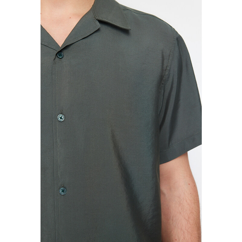Trendyol Khaki Regular Fit Wide Collar Modal Blended Shirt