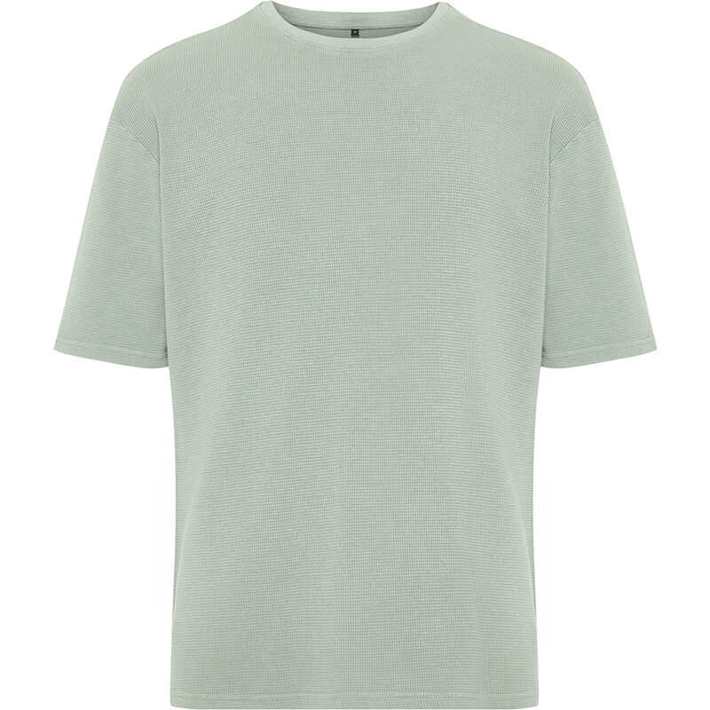 Trendyol Limited Edition Mint Relaxed/Comfortable Cut Faded Effect Textured Short Sleeve T-Shirt