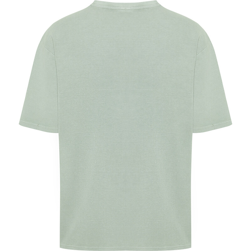 Trendyol Limited Edition Mint Relaxed/Comfortable Cut Faded Effect Textured Short Sleeve T-Shirt