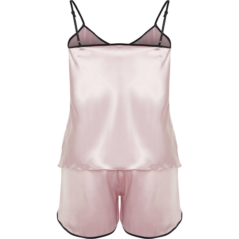 Trendyol Curve Pink Strap Satin Pajamas Set