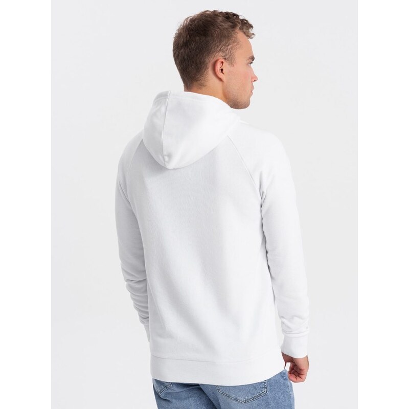 Ombre Clothing Zajímavá bílá mikina s popisem V1 SSPS-0152