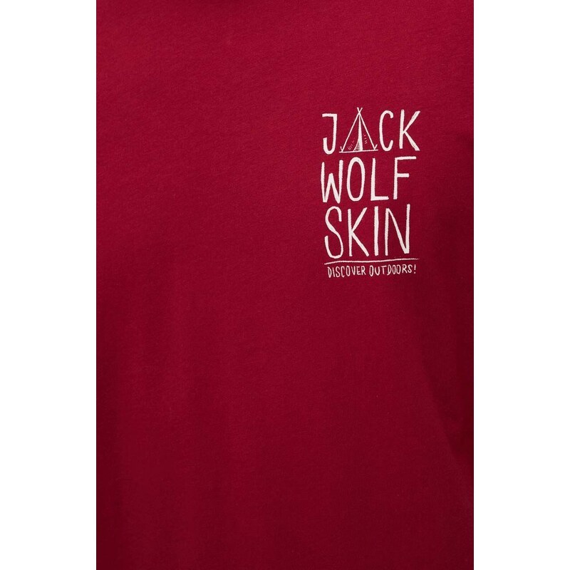 Tričko Jack Wolfskin Tent vínová barva, s potiskem, 1809791