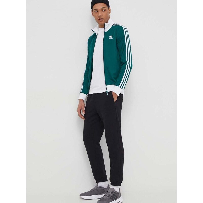 Mikina adidas Originals pánská, zelená barva, s aplikací, IP0417