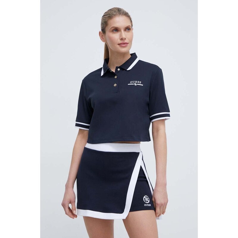 Polo tričko Guess ARLETH tmavomodrá barva, V4GP25 KBXQ2