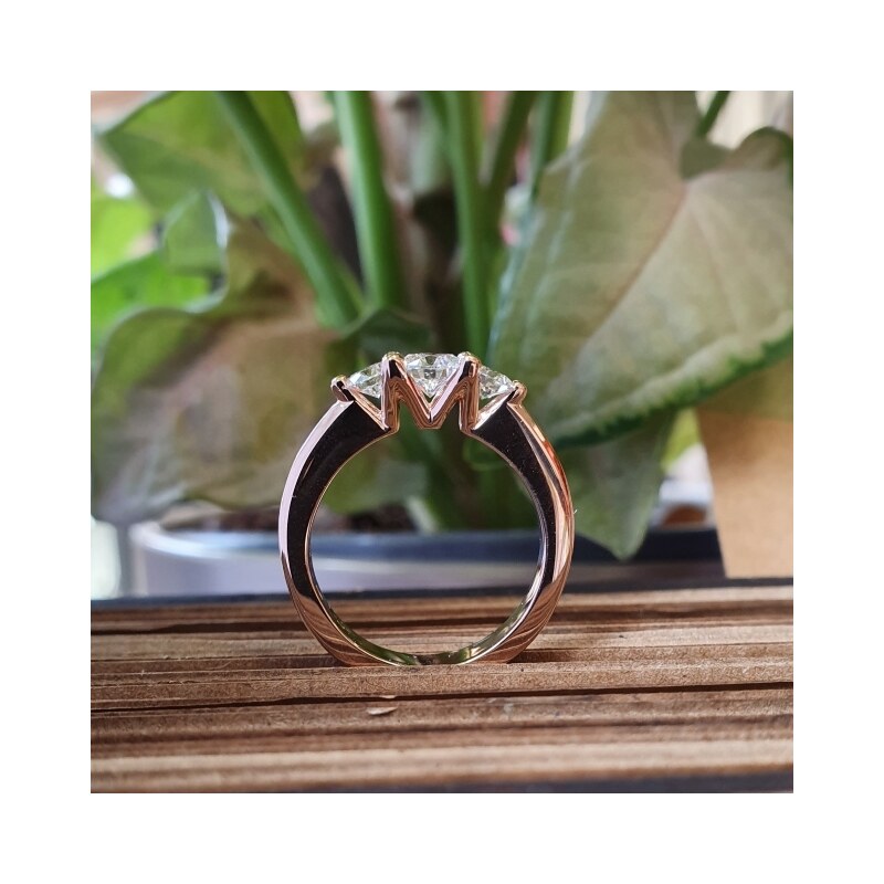 Tiami Prsten z růžového zlata s diamanty Pure Line 3