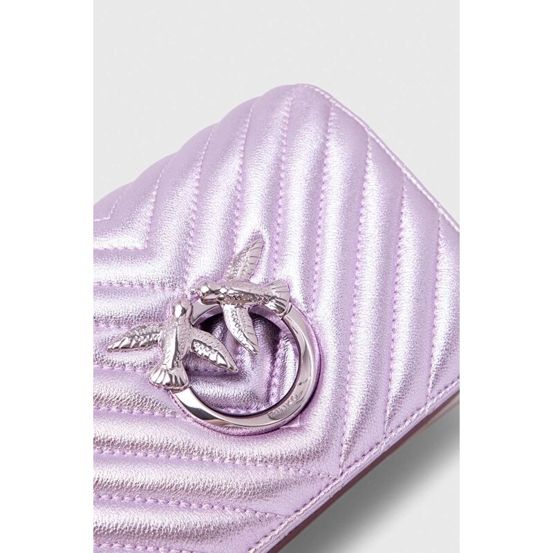 Kožená kabelka Pinko fialová barva, 100067.A1JE