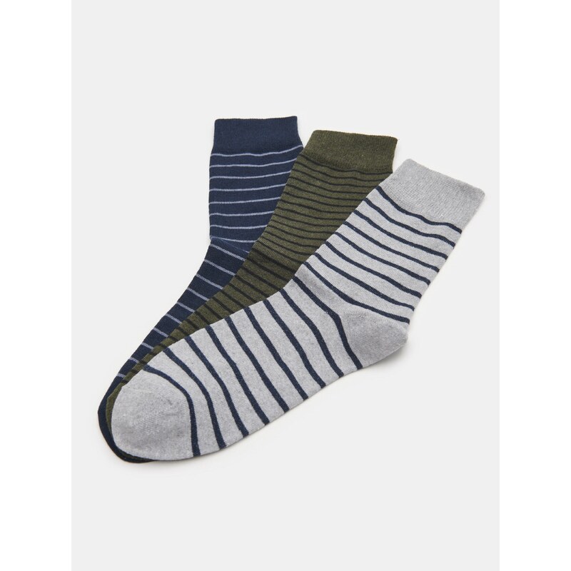 Sinsay - Sada 3 párů ponožek - indigo