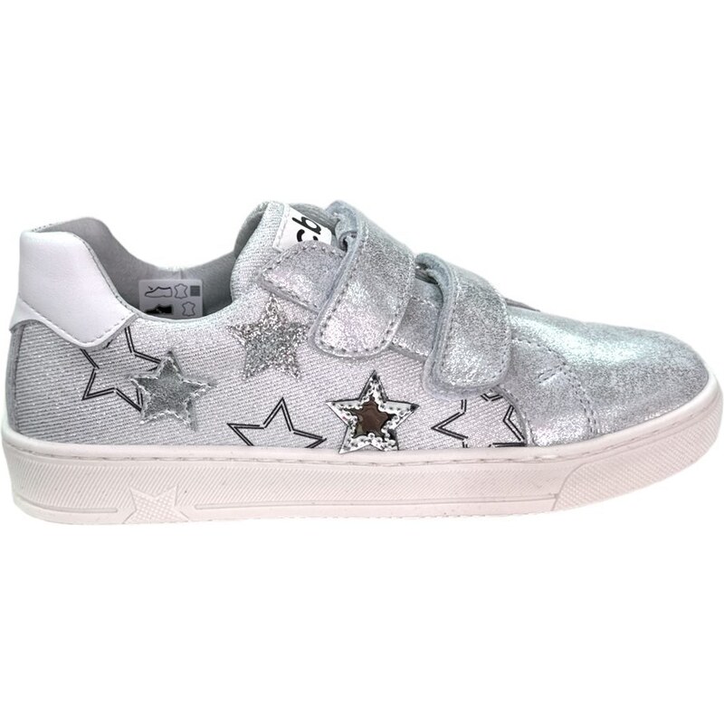 CICIBAN Dívčí celoroční kožené boty Ciciban stříbrné s hvězdičkami