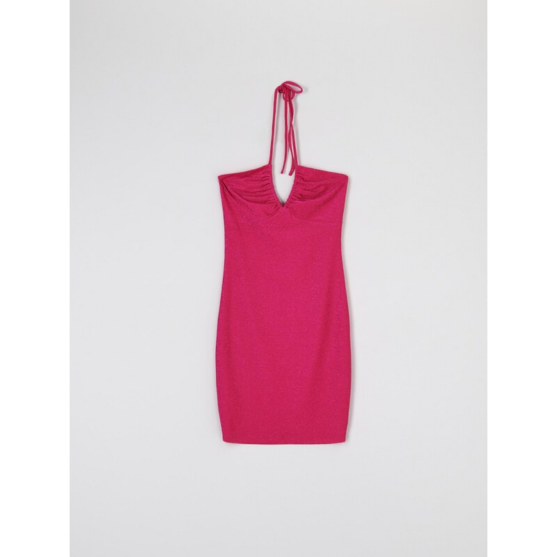Sinsay - Mini šaty s ozdobným vázáním - sytě růžová