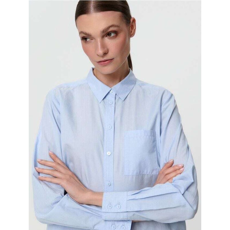 Sinsay - Bavlněná košile - modrá